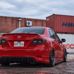 2011-2013 Toyota Corolla Sequential LED Tail Lights Assembly — smoked lens rear styling view — T-COR11-SR