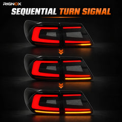 2011-2013 Toyota Corolla Sequential LED Tail Lights Assembly — sequential turn signal lighting sequence — T-COR11-SR