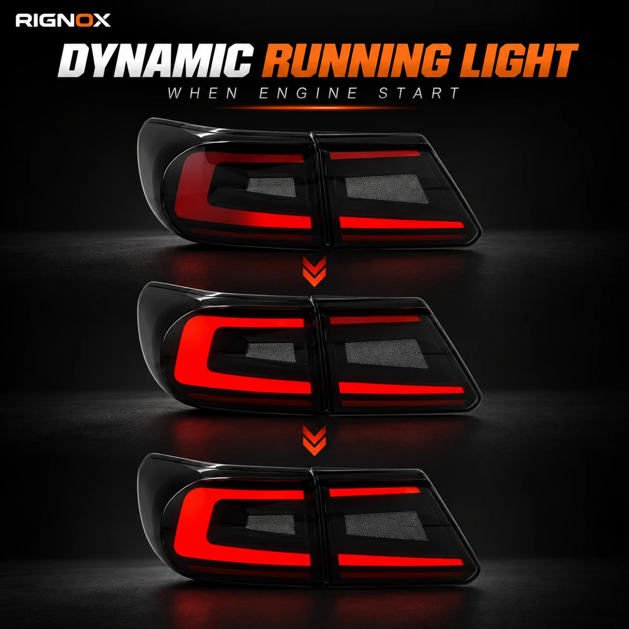 2011-2013 Toyota Corolla Sequential LED Tail Lights Assembly — startup animation lighting sequence — T-COR11-SR