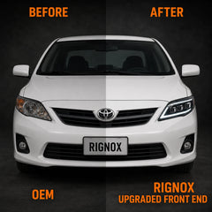 2011-2013 Toyota Corolla LED Triple Projector Headlights Assembly — before after comparison— H-COR10
