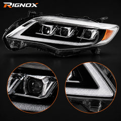 2011-2013 Toyota Corolla LED Triple Projector Headlights Assembly — light details — H-COR10