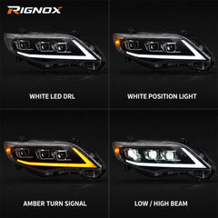 2011-2013 Toyota Corolla LED Triple Projector Headlights Assembly — light functions — H-COR10