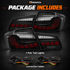2011-2016 BMW 5 Series F10 / M5 F10 Sequential LED Tail Lights Assembly — 4-Piece Set — Four tail light pieces and connection cables — T-5F10-SR