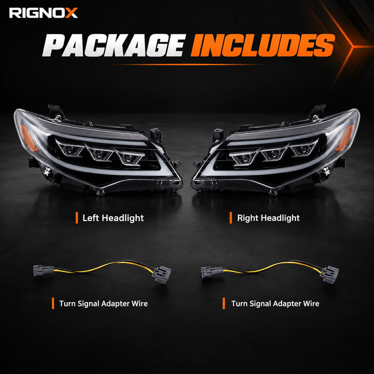 2012-2014 Toyota Camry LED Triple Projector Headlights Assembly — package includes — H-CAM12-BM-A