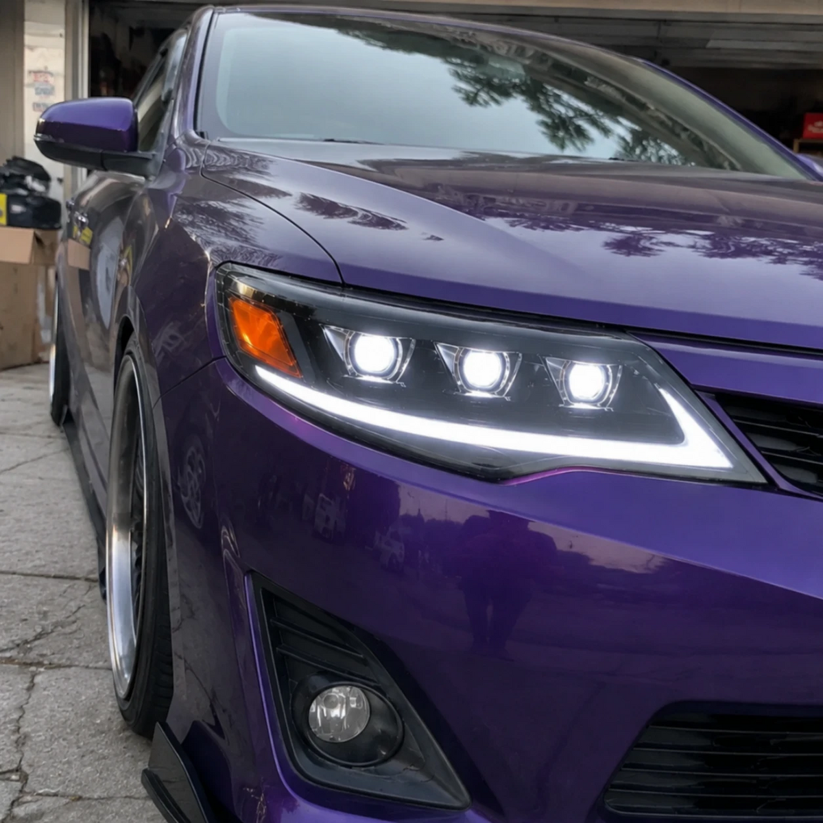 2012-2014 Toyota Camry LED Triple Projector Headlights Assembly — outside the garage 2 — H-CAM12-A