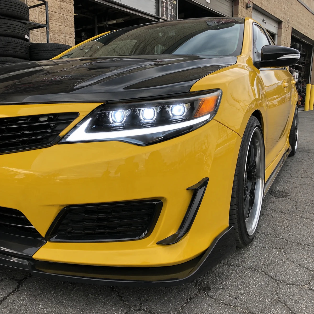 2012-2014 Toyota Camry LED Triple Projector Headlights Assembly — outside the garage — H-CAM12-A