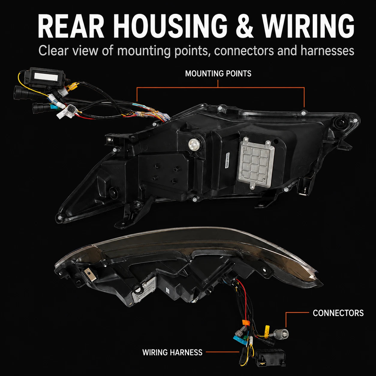2012-2014 Toyota Camry LED Triple Projector Headlights Assembly — plug and play — H-CAM12-A