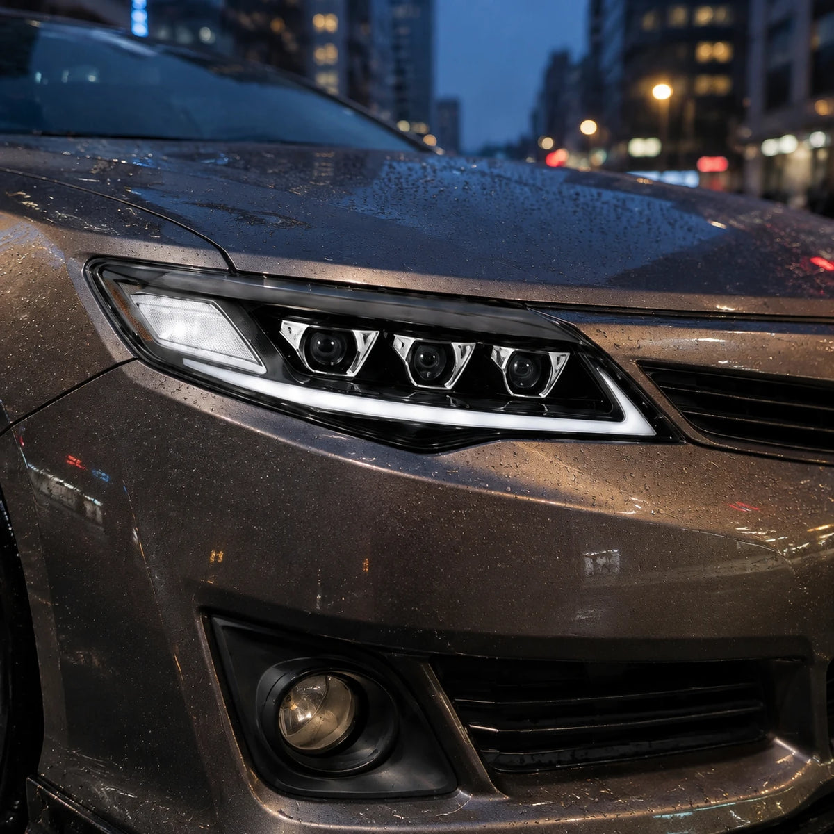 2012-2014 Toyota Camry LED Triple Projector Headlights Assembly — confidence after rain — H-CAM12-CW