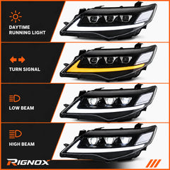 2012-2014 Toyota Camry LED Triple Projector Headlights Assembly — light functions — H-CAM12-CW
