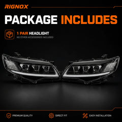 2012-2014 Toyota Camry LED Triple Projector Headlights Assembly — package includes — H-CAM12-CW