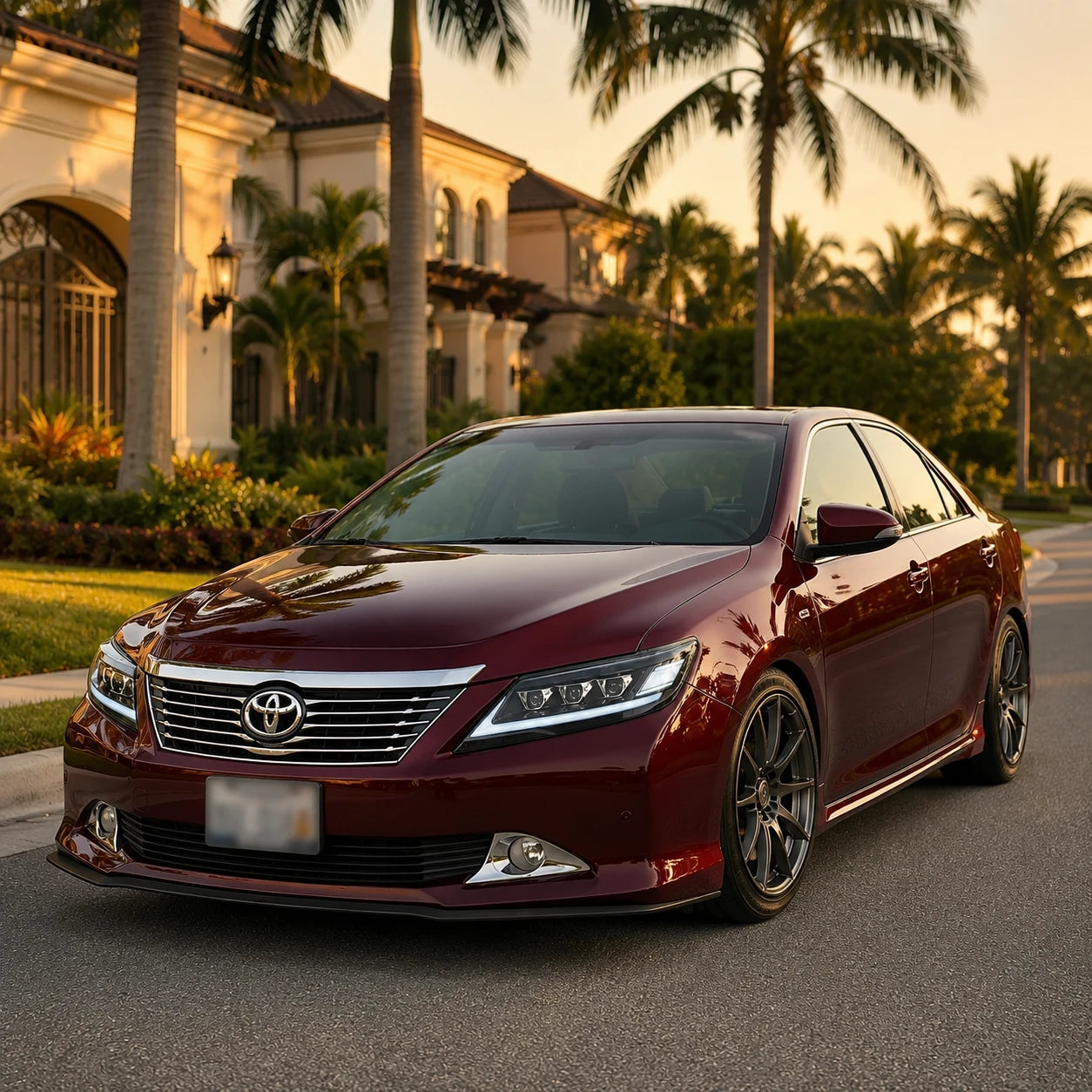 2012-2014 Toyota Camry LED Triple Projector Headlights Assembly — sunset look — H-CAM12-CW