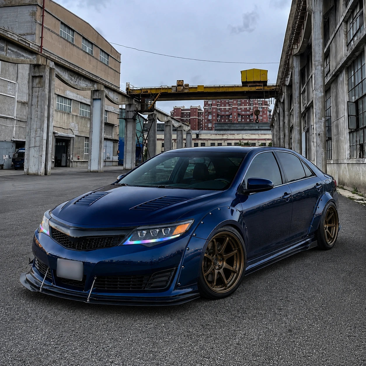 2012-2014 Toyota Camry LED Triple Projector Headlights Assembly — front end colorful signature — H-CAM12-RGB