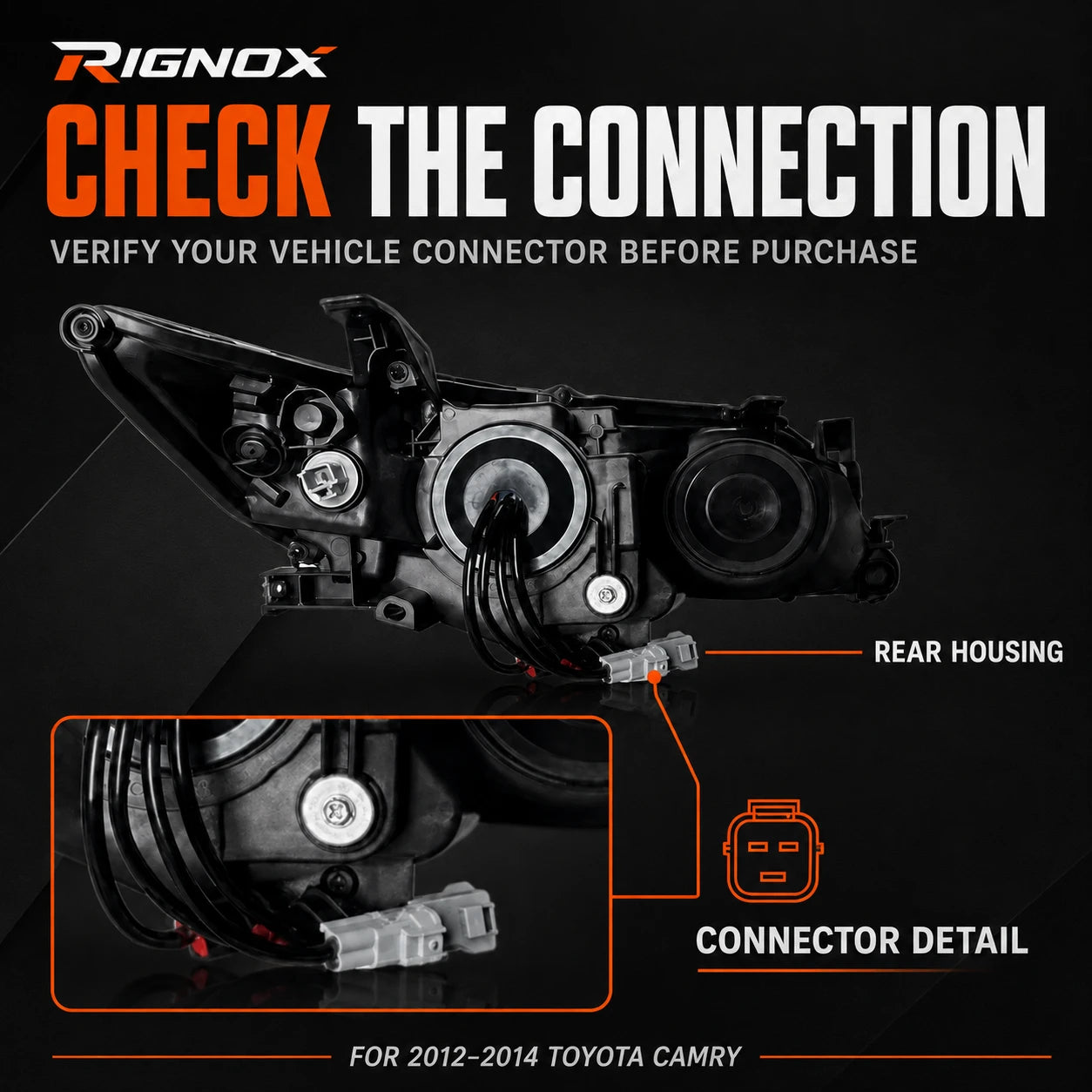 2012-2014 Toyota Camry LED Triple Projector Headlights Assembly — plug and play — H-CAM12-RGB