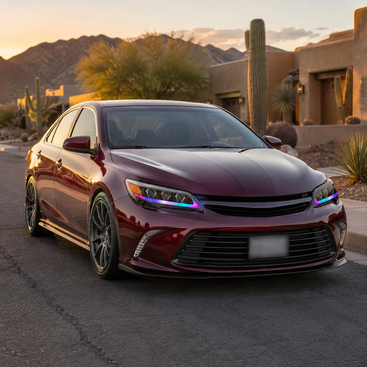 2012-2014 Toyota Camry LED Triple Projector Headlights Assembly — sunset look — H-CAM12-RGB