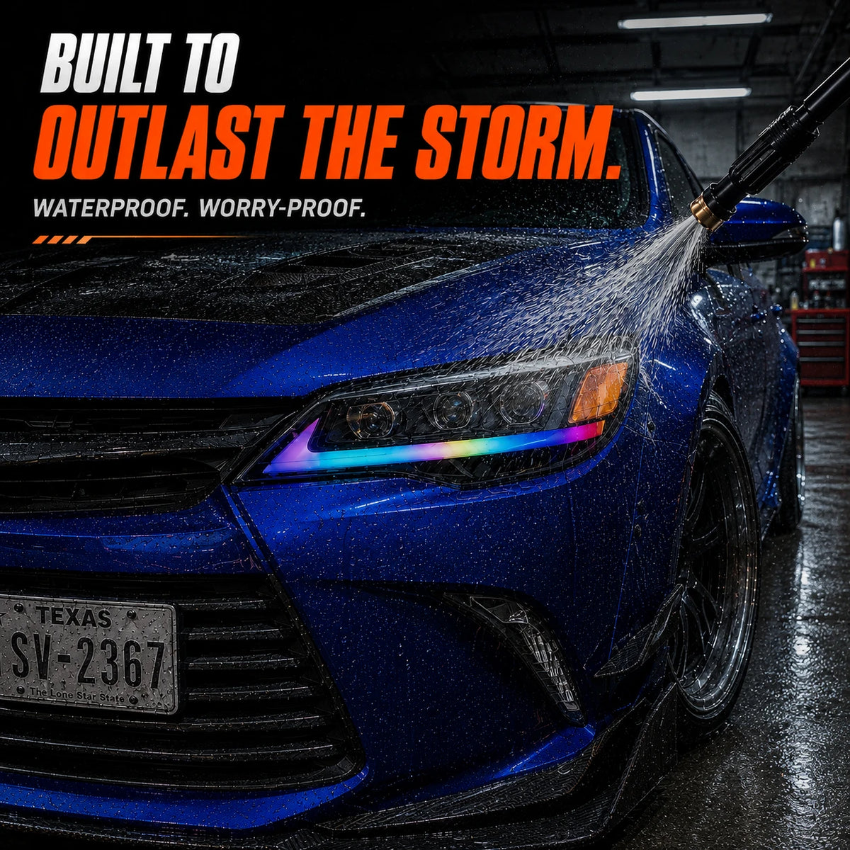2012-2014 Toyota Camry LED Triple Projector Headlights Assembly — waterproof — H-CAM12-RGB
