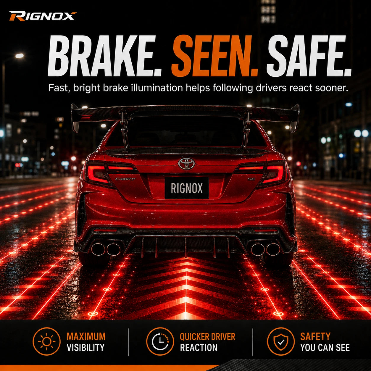 2012-2014 Toyota Camry XV50 Sequential LED Tail Lights Assembly — brake response — T-CAM12-SR