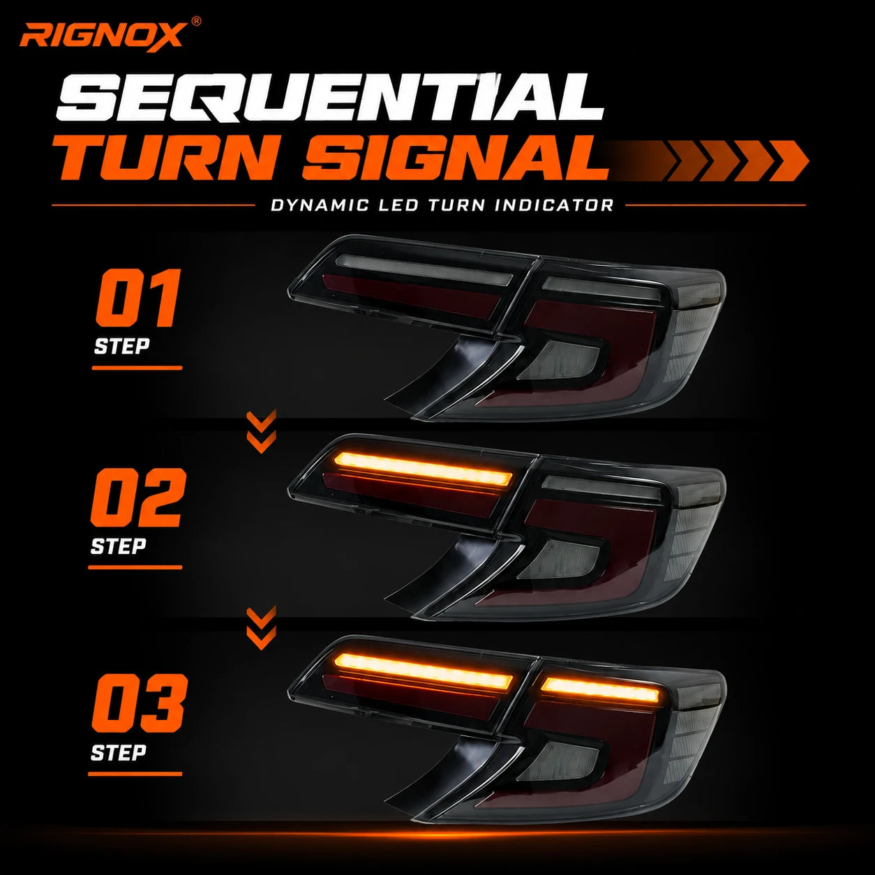 2012-2014 Toyota Camry XV50 Sequential LED Tail Lights Assembly — sequential turn signal — T-CAM12-SR