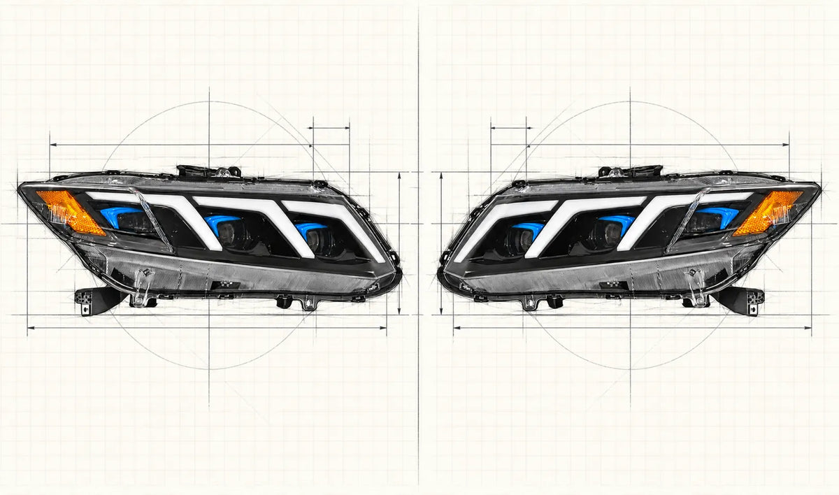 2012-2015 Honda Civic 9th Gen LED Triple Projector Headlights Assembly — Pair