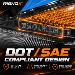 2012-2015 Honda Civic 9th Gen LED Triple Projector Headlights Assembly — Pair — DOT SAE compliance markings — H-CIV12-3P