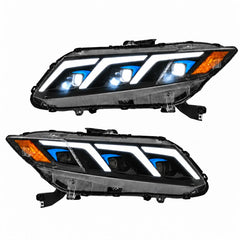 2012-2015 Honda Civic 9th Gen LED Triple Projector Headlights Assembly — Pair — pair of triple projector headlights — H-CIV12-3P