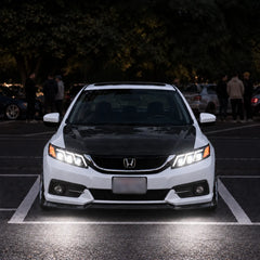 2012-2015 Honda Civic 9th Gen LED Triple Projector Headlights Assembly — Pair — White Civic headlights at car meet — H-CIV12-3P-RGB