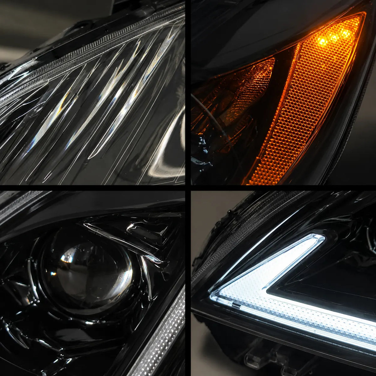 2012-2015 Toyota Prius (XW30) LED Projector Headlights Assembly — Pair — Headlight detail close-ups — H-PRI12-D