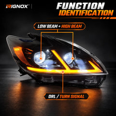 2012-2015 Toyota Prius (XW30) LED Projector Headlights Assembly — Pair — Light function identification — H-PRI12-D