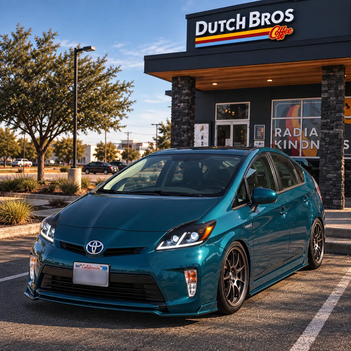 2012-2015 Toyota Prius (XW30) LED Projector Headlights Assembly — Pair — Headlights on in daylight — H-PRI12-D