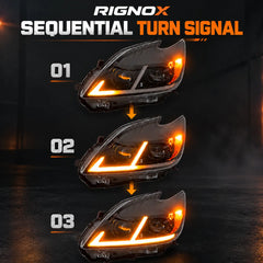 2012-2015 Toyota Prius (XW30) LED Projector Headlights Assembly — Pair — Sequential turn signal stages — H-PRI12-D