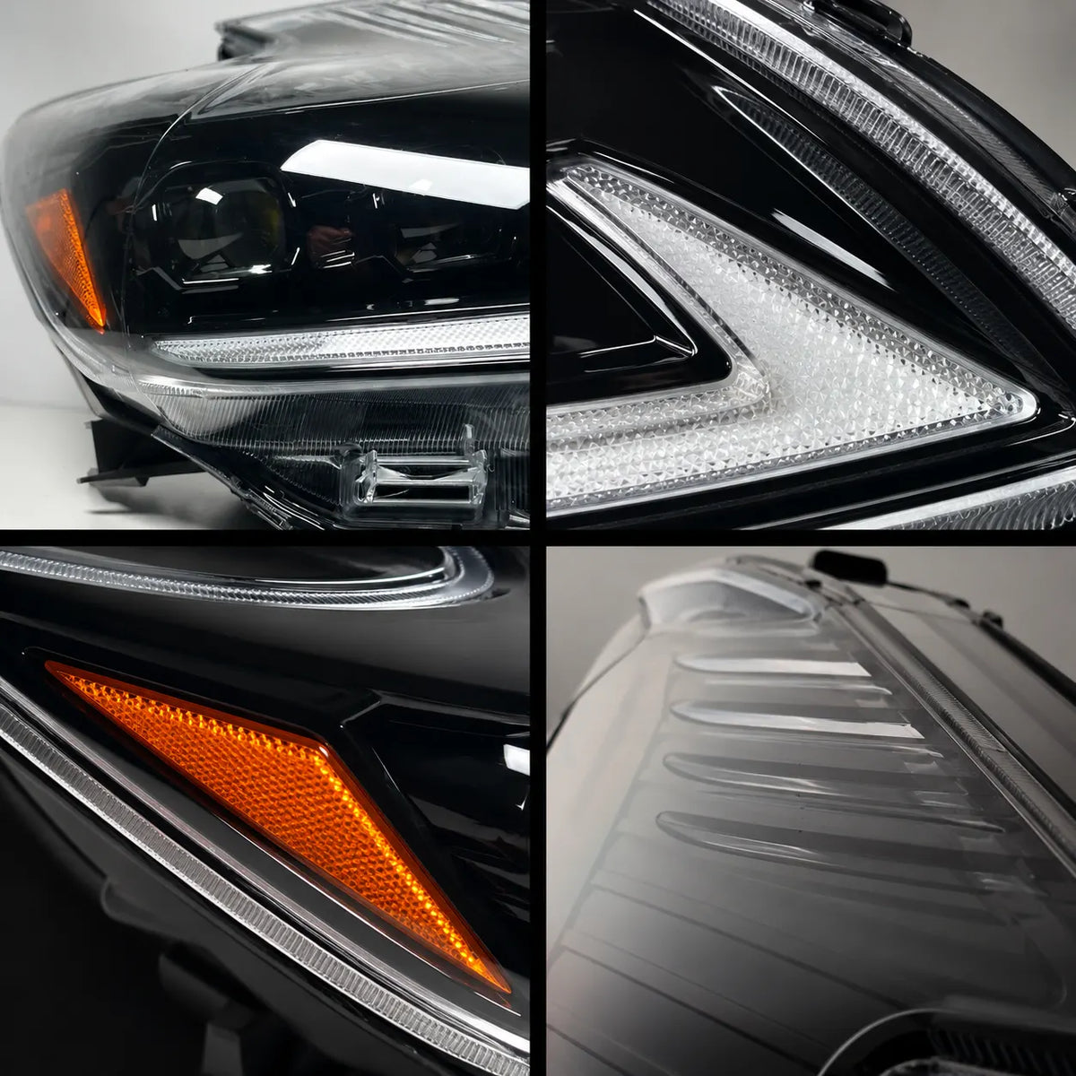 2012-2015 Toyota Prius (XW30) LED Projector Headlights Assembly — Pair — Headlight detail close-ups — H-PRI12-T
