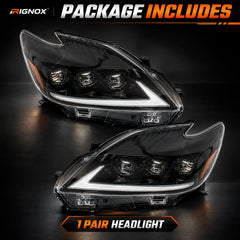 2012-2015 Toyota Prius (XW30) LED Projector Headlights Assembly — Pair — Package includes one pair of headlights — H-PRI12-T