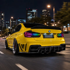 2012-2018 BMW 3 Series F30 / M3 F80 Sequential LED Tail Lights Assembly — 4-Piece Set — RGB tail lights driving at night — T-3F30-SRGB