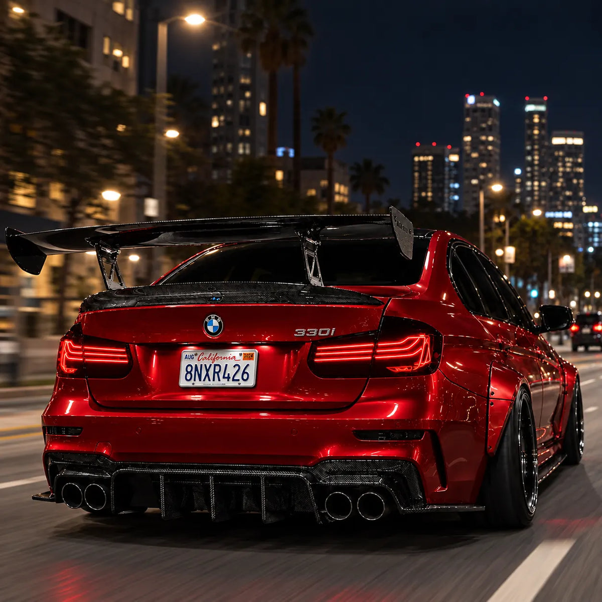 2012-2018 BMW 3 Series F30 / M3 F80 Sequential LED Tail Lights Assembly — 4-Piece Set — Red BMW City Night Driving — T-3F30-SW