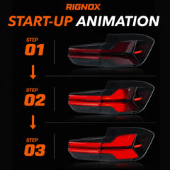 2012-2018 BMW 3 Series F30 / M3 F80 Sequential LED Tail Lights Assembly — start-up animation — T-3F30-Y-SR