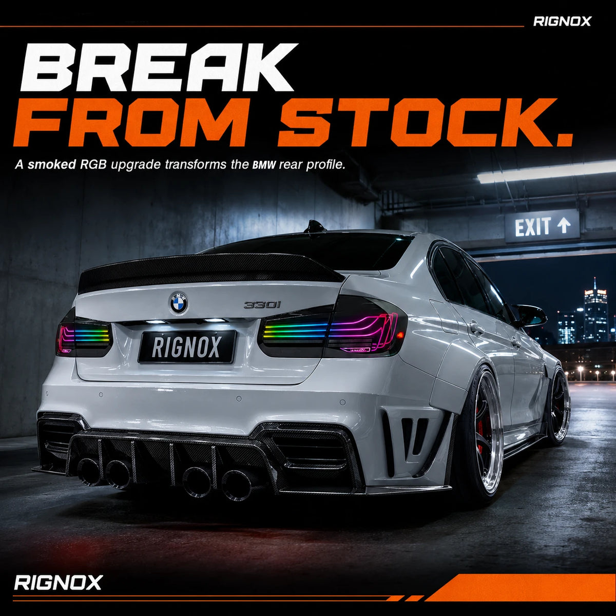 2012-2018 BMW 3 Series F30 Sequential Laser LED Tail Lights — break from stock — T-3F30-SRGB