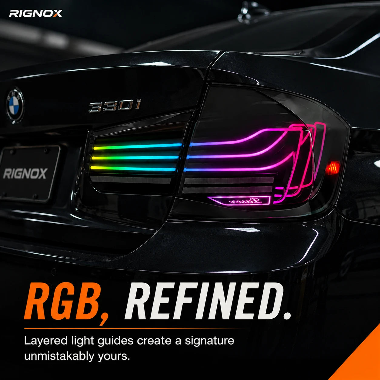 2012-2018 BMW 3 Series F30 Sequential Laser LED Tail Lights — refined close-up look— T-3F30-SRGB