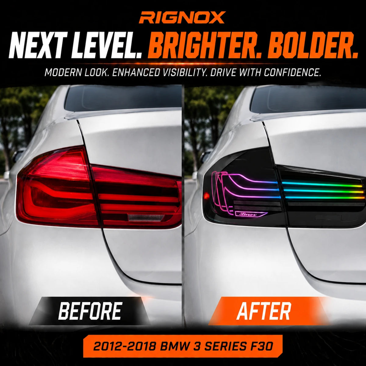 2012-2018 BMW 3 Series F30 Sequential Laser LED Tail Lights — upgrade — T-3F30-SRGB