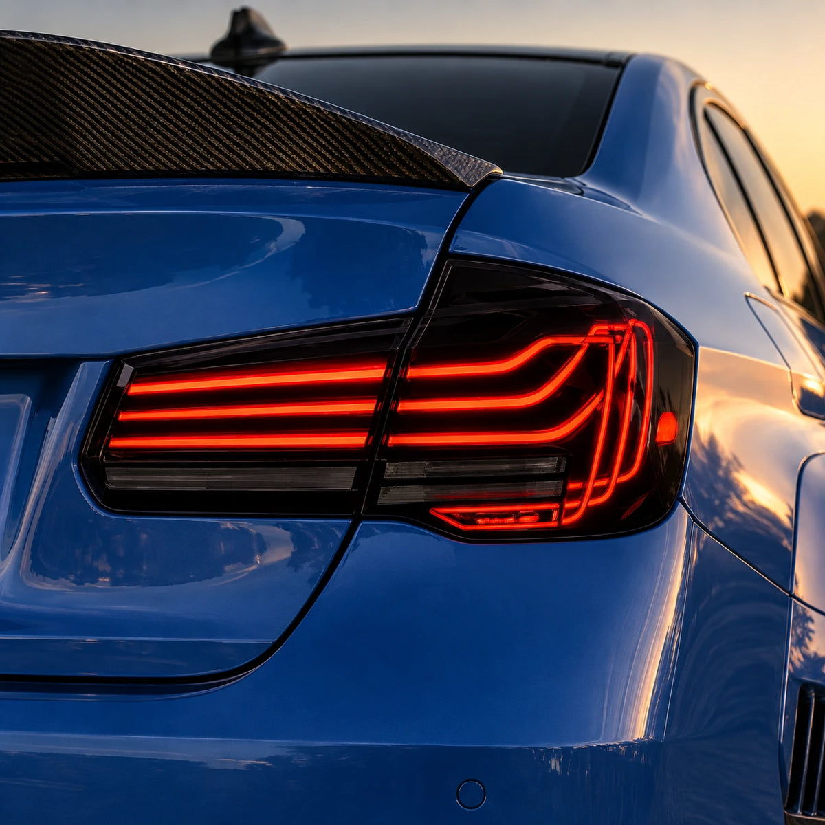 2012-2018 BMW 3 Series F30 Sequential Laser LED Tail Lights — close-up — T-3F30-SW