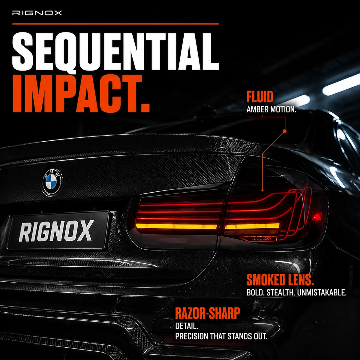 2012-2018 BMW 3 Series F30 Sequential Laser LED Tail Lights — sequential impact — T-3F30-SW