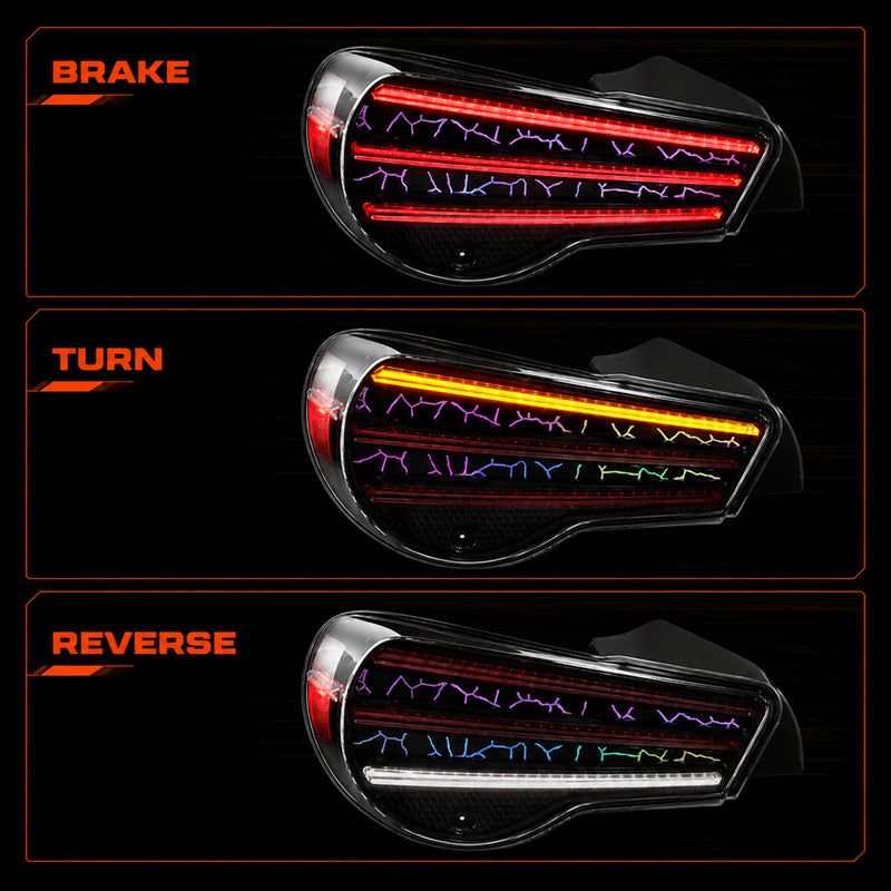 2012-2020 Toyota GT86 / Subaru BRZ / Scion FR-S Sequential LED Tail Lights — RGB brake turn reverse - T-GT86-SRGB