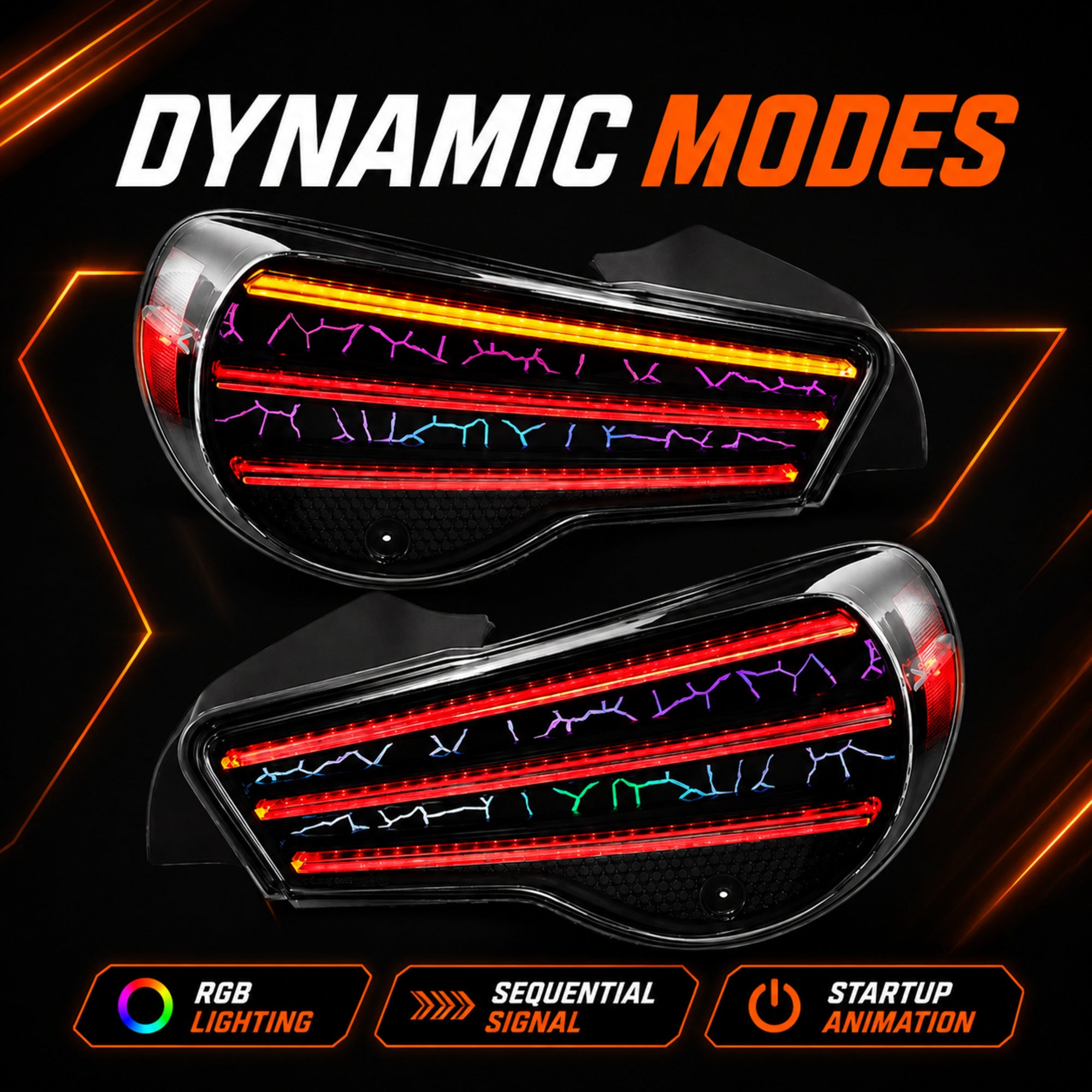 2012-2020 Toyota GT86 / Subaru BRZ / Scion FR-S Sequential LED Tail Lights — RGB dynamic modes - T-GT86-SRGB