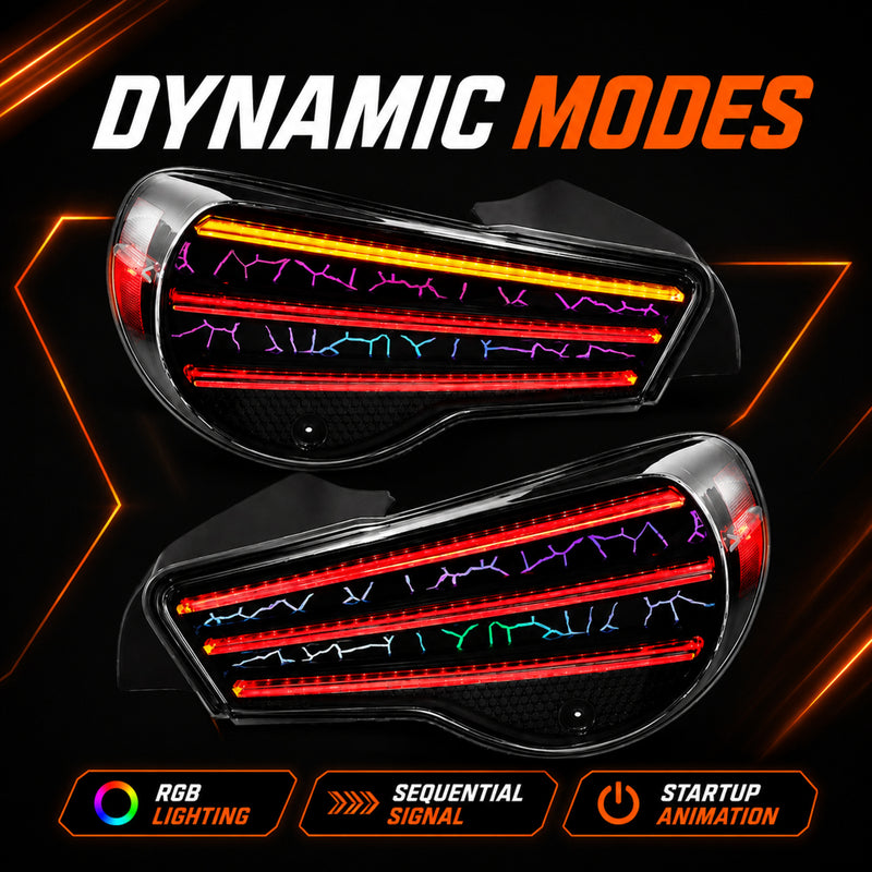 2012-2020 Toyota GT86 / Subaru BRZ / Scion FR-S Sequential LED Tail Lights — RGB dynamic modes - T-GT86-SRGB