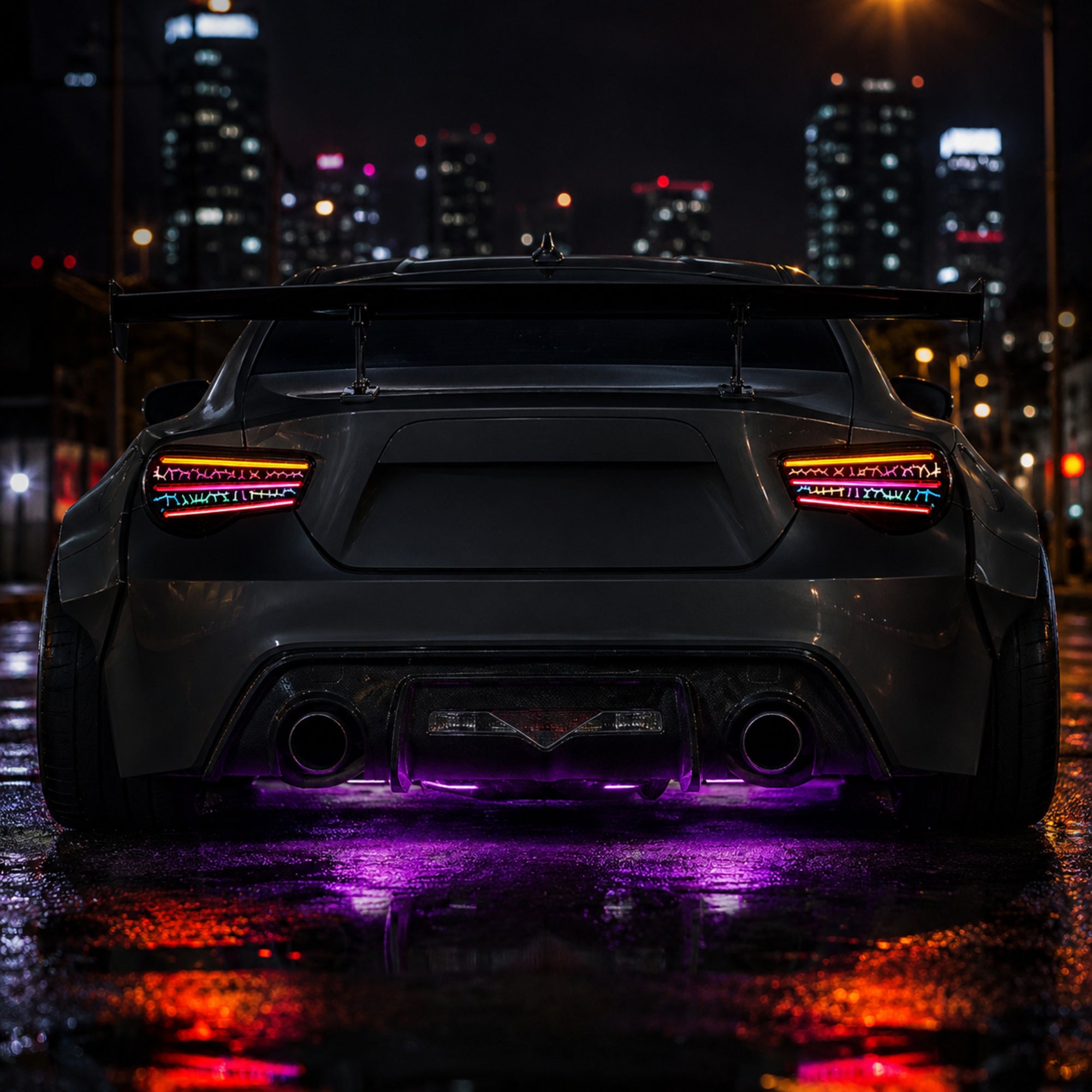 2012-2020 Toyota GT86 / Subaru BRZ / Scion FR-S Sequential LED Tail Lights — RGB installed night - T-GT86-SRGB