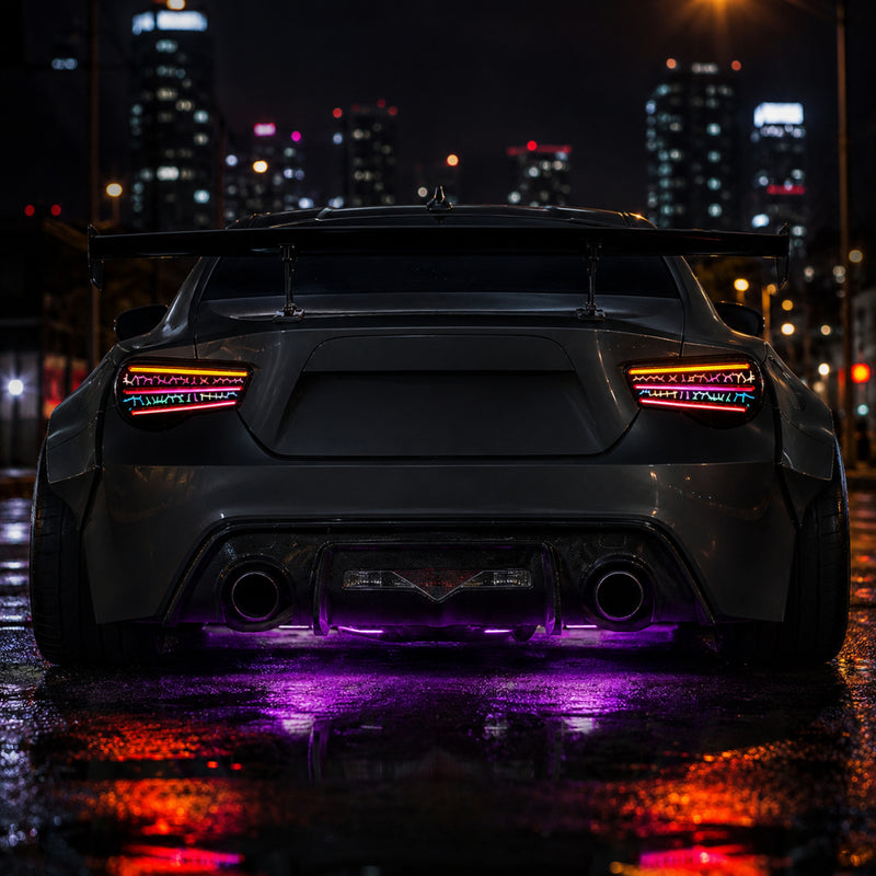 2012-2020 Toyota GT86 / Subaru BRZ / Scion FR-S Sequential LED Tail Lights — RGB installed night - T-GT86-SRGB