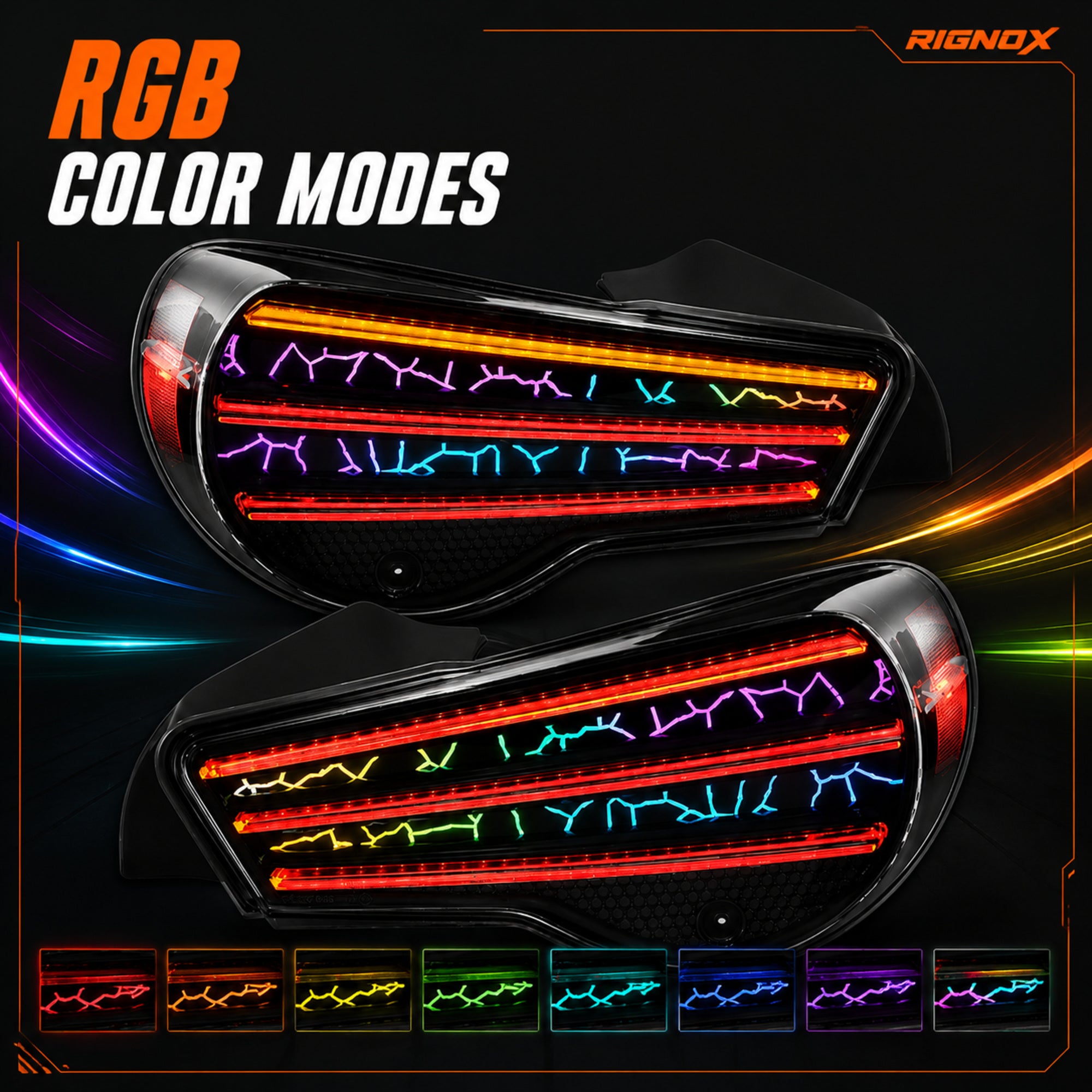 2012-2020 Toyota GT86 / Subaru BRZ / Scion FR-S Sequential LED Tail Lights — RGB rgbcolors - T-GT86-SRGB