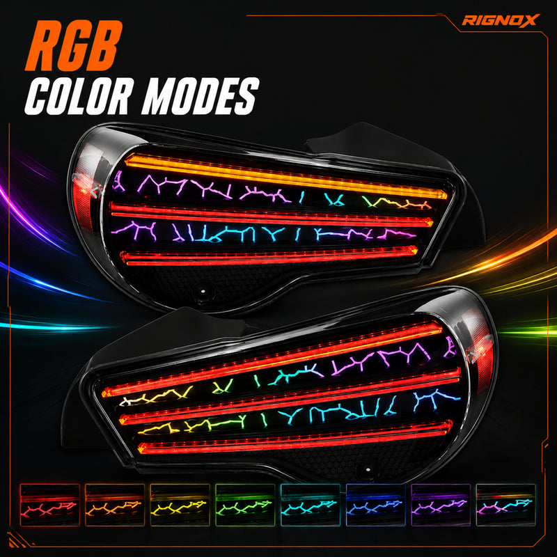 2012-2020 Toyota GT86 / Subaru BRZ / Scion FR-S Sequential LED Tail Lights — RGB rgbcolors - T-GT86-SRGB