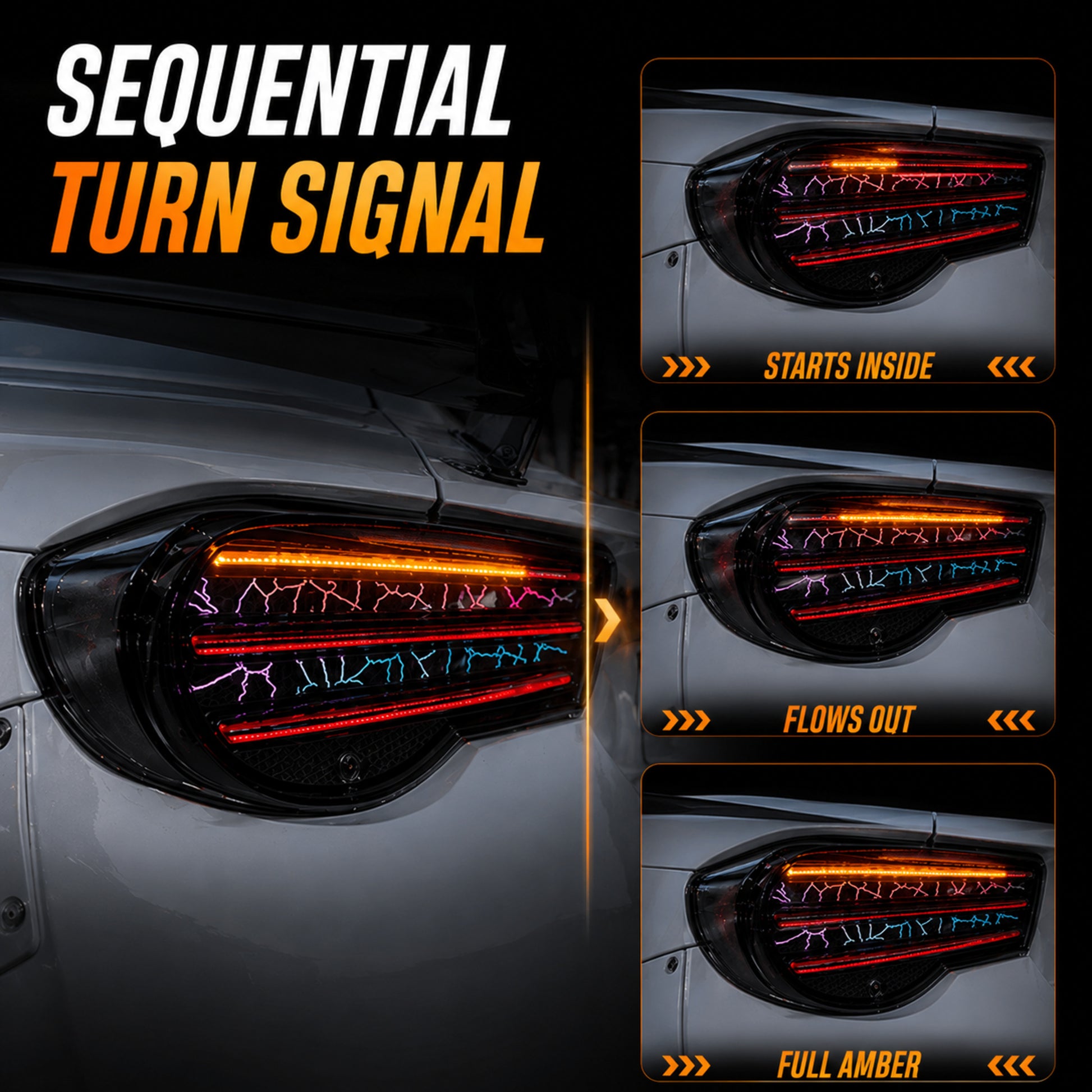 2012-2020 Toyota GT86 / Subaru BRZ / Scion FR-S Sequential LED Tail Lights — RGB sequential signal - T-GT86-SRGB