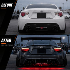 2012-2020 Toyota GT86 / Subaru BRZ / Scion FR-S Sequential LED Tail Lights — smoke red before after upgrade - T-GT86-SR