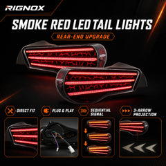 2012-2020 Toyota GT86 / Subaru BRZ / Scion FR-S Sequential LED Tail Lights — smoke red feature summary - T-GT86-SR