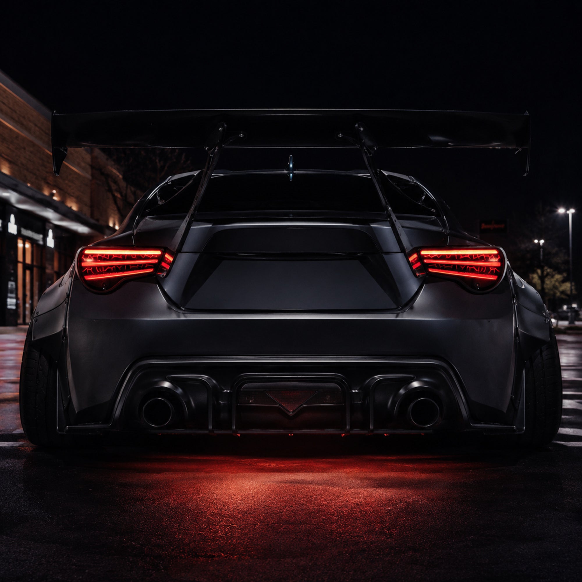 2012-2020 Toyota GT86 / Subaru BRZ / Scion FR-S Sequential LED Tail Lights — smoke red installed rear view - T-GT86-SR